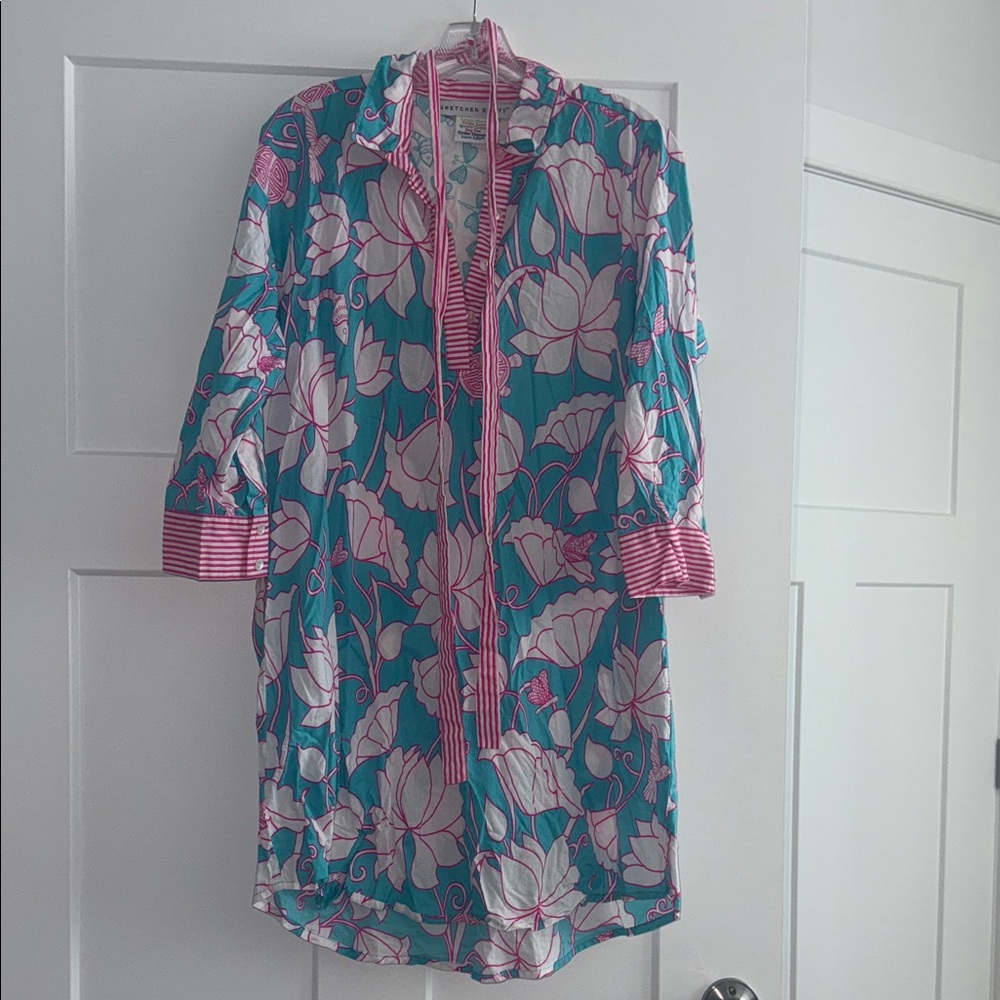Gretchen Scott Designs Blue and Pink Floral Dress